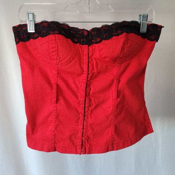 Red Corset with Black lace - Picture 2 of 4